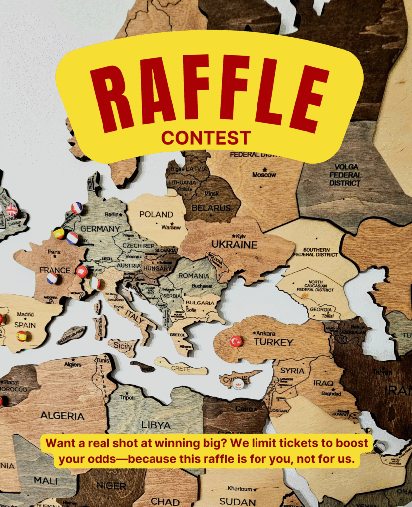 Raffle Prize Competition to win an Enjoy the Wood World Map